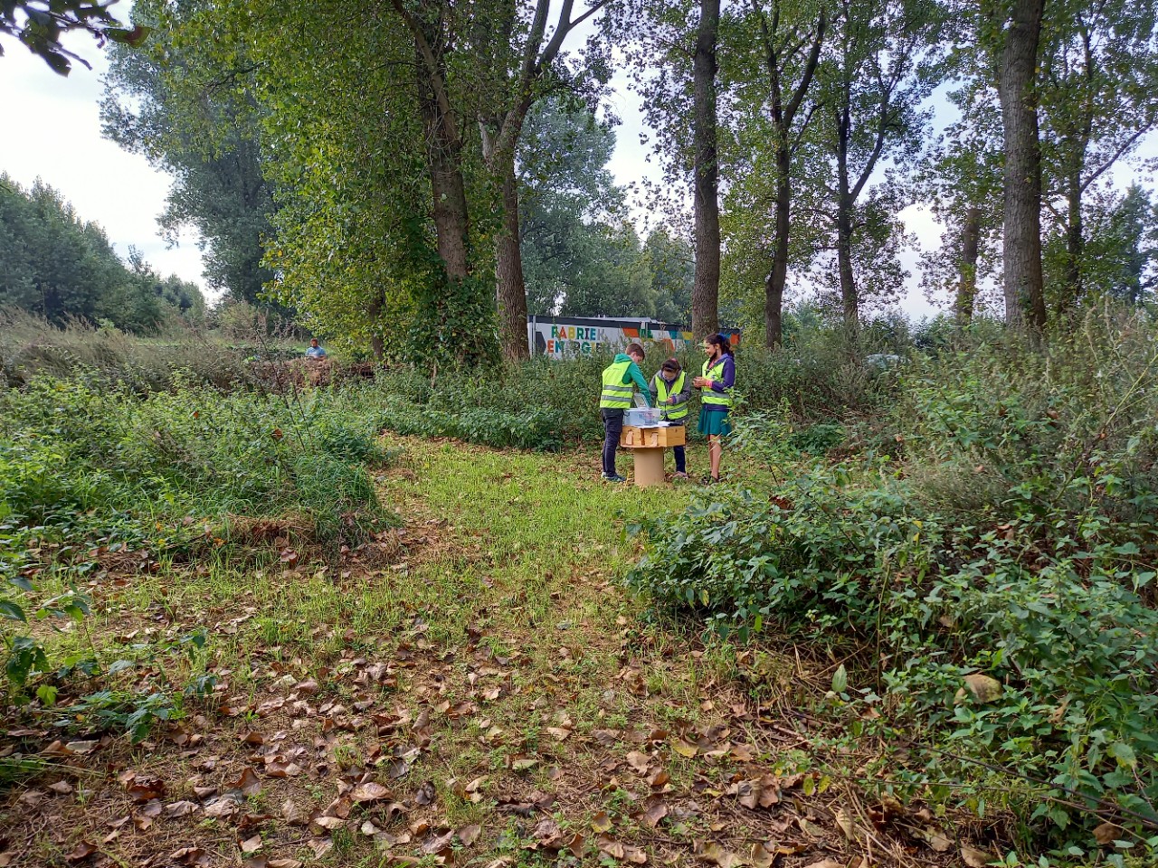 kinderen doen proefje buiten