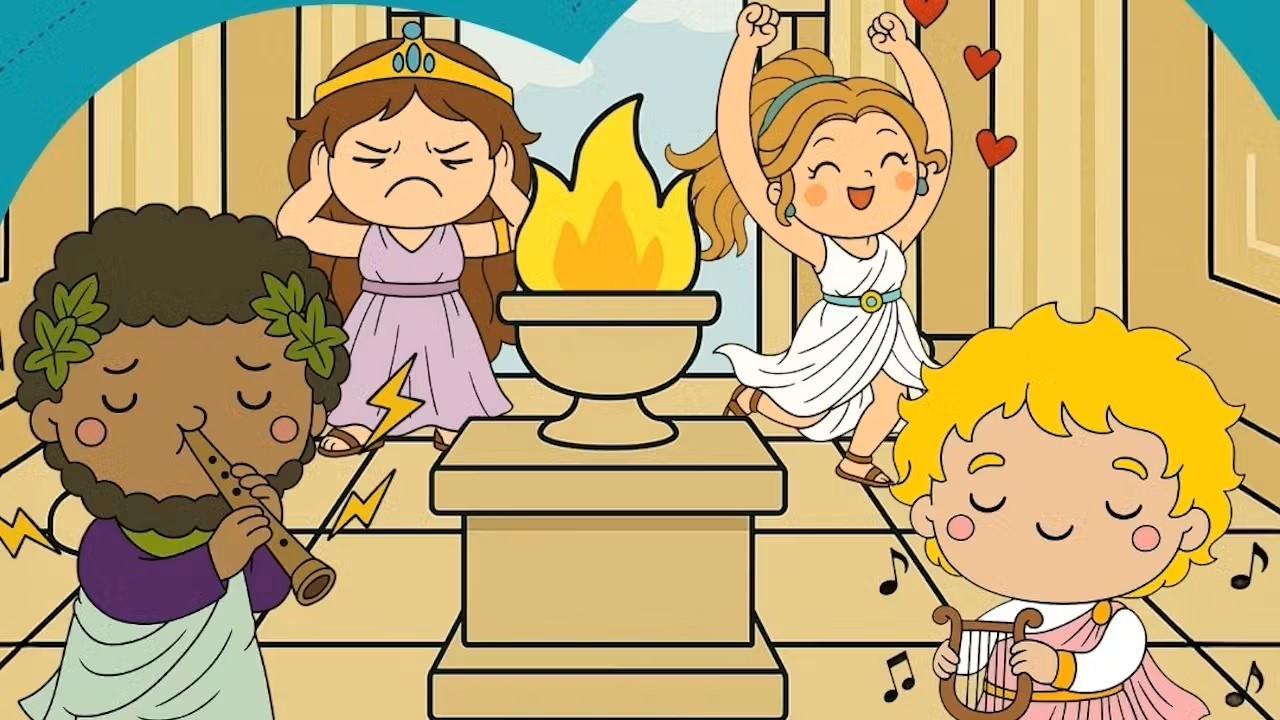 illustratie van spelende Romeinse kinderen