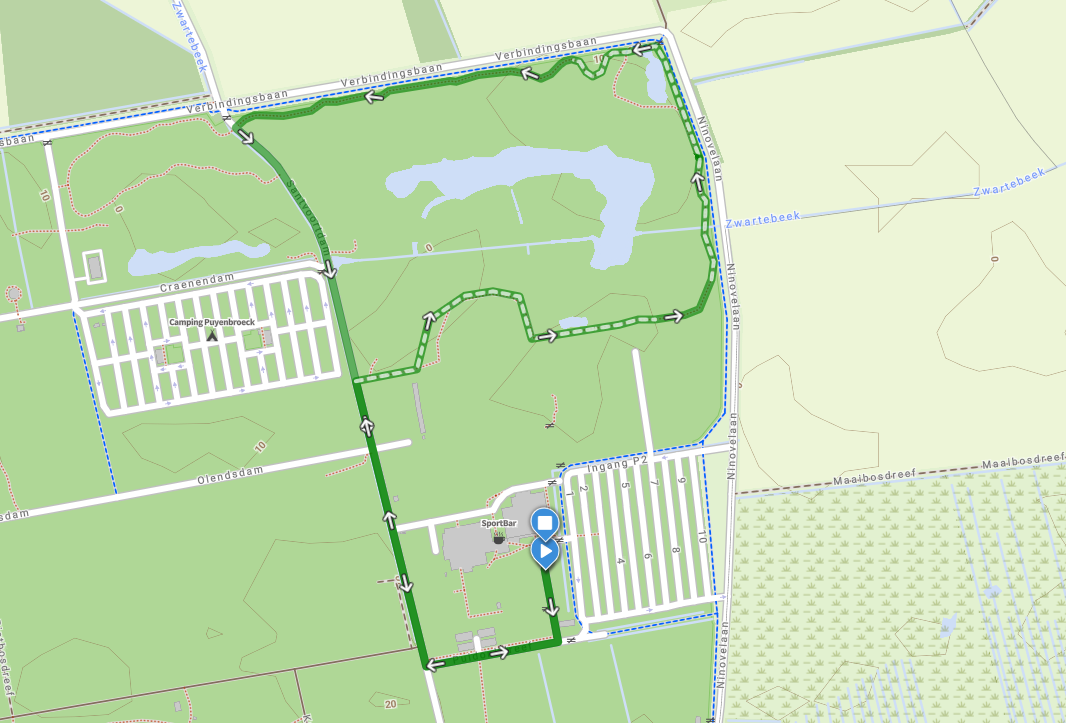 Groene route: 3,7 km