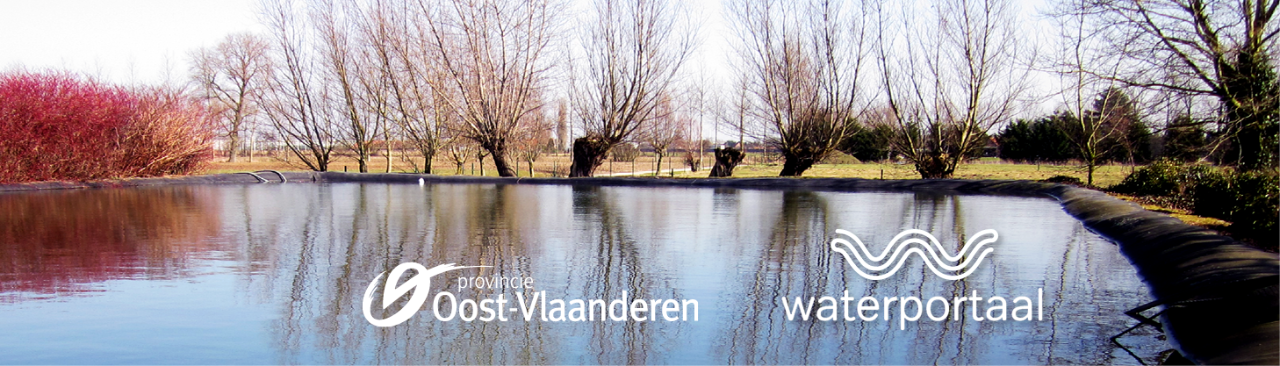 foto van waterbekken met logo's van provincie oost vlaanderen het waterportaal