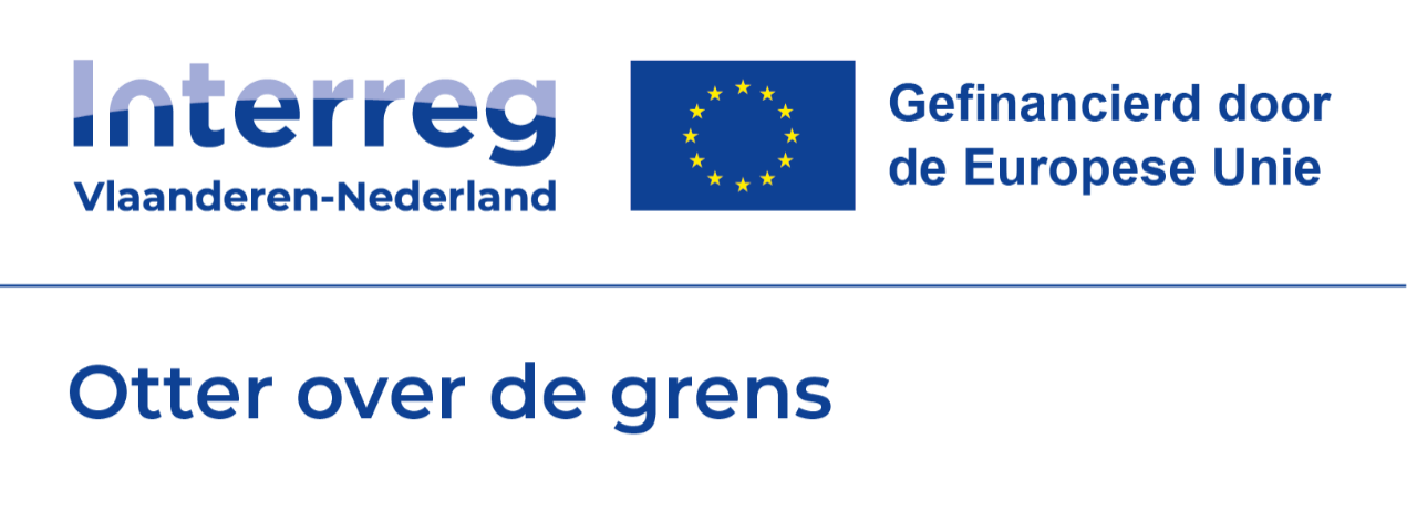 Logobanner Interreg Vlaanderen-Nederland Gefinancierd door de Europese Unie Otter over de grans