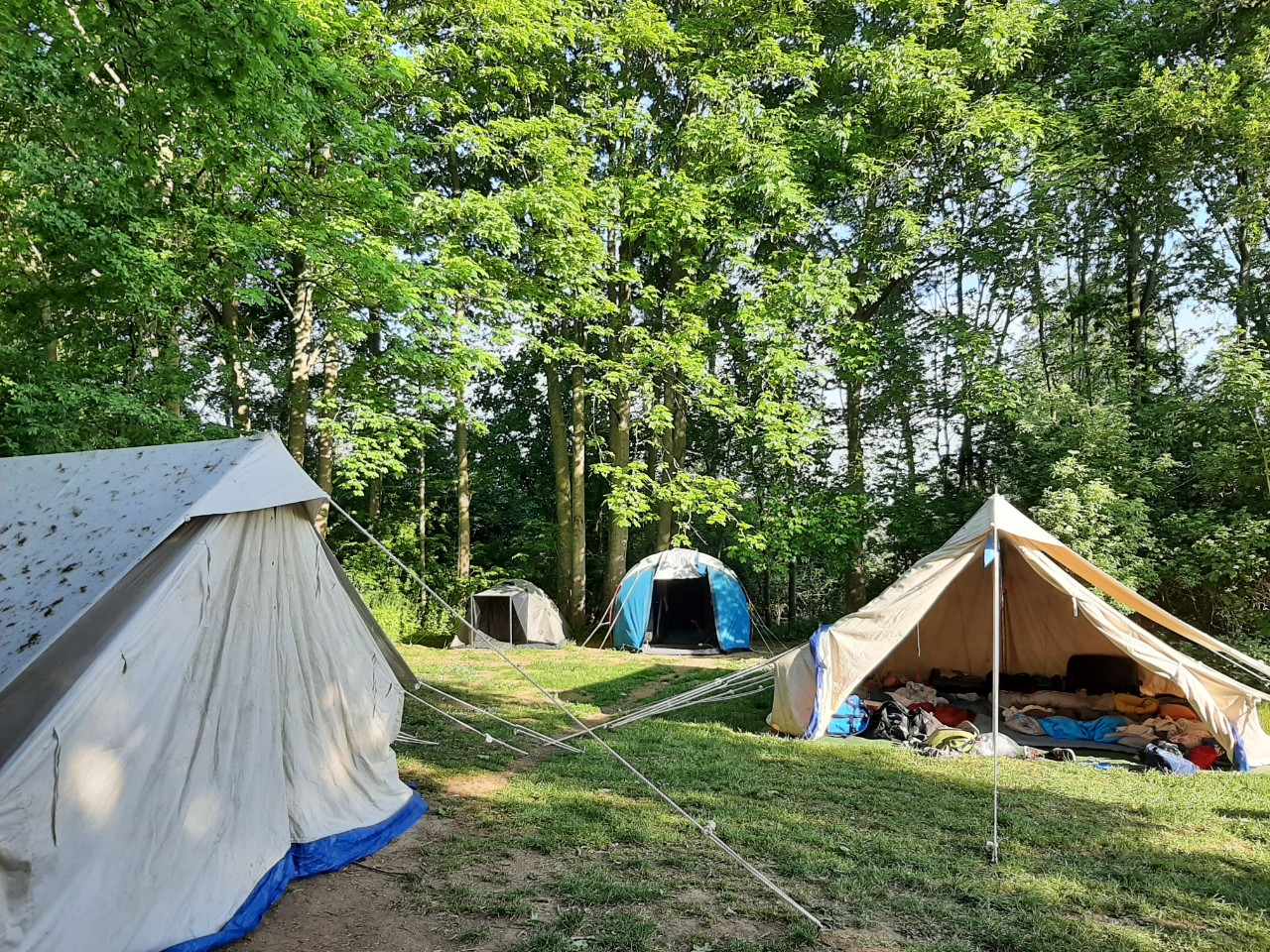 tenten op de kampplaats voor groepen